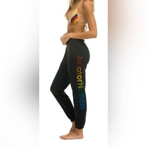 Aviator Nation Charcoal Joggers with Multicolor Logo - Large